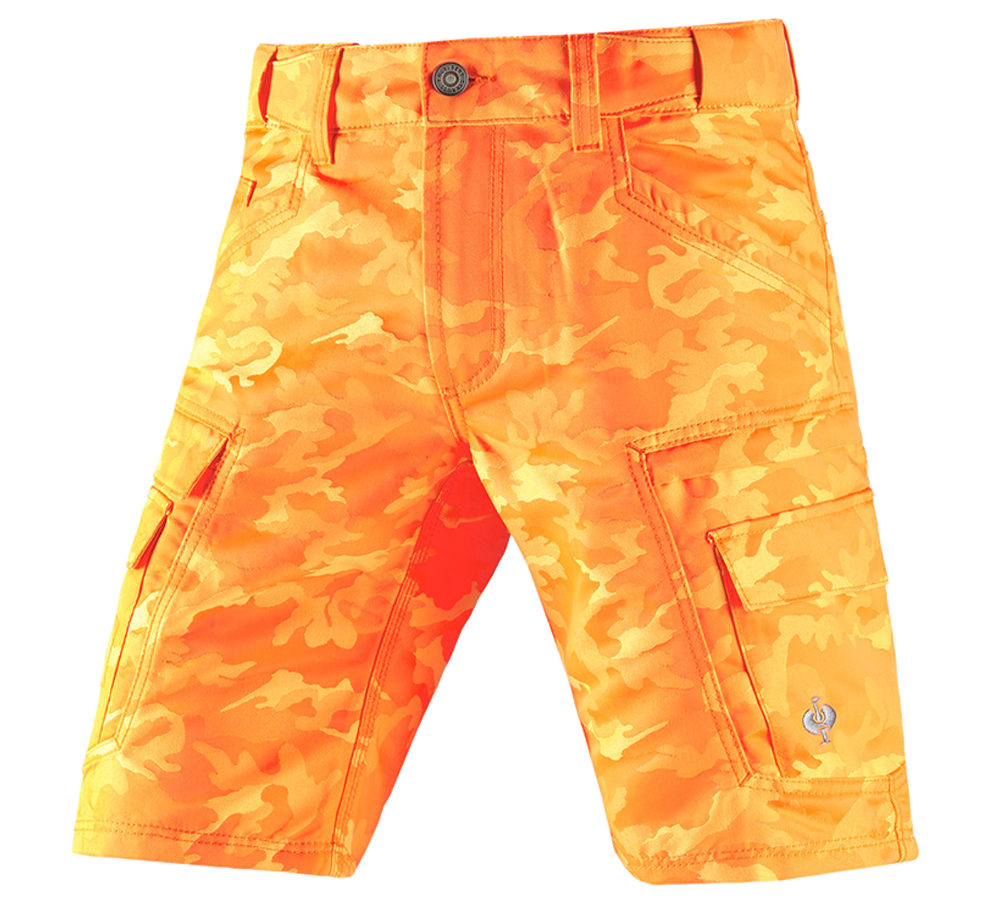 Pantalons de travail: e.s. Short color camo + camouflage orange