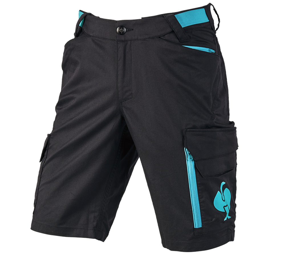 Work Trousers: Shorts e.s.trail + black/lapisturquoise