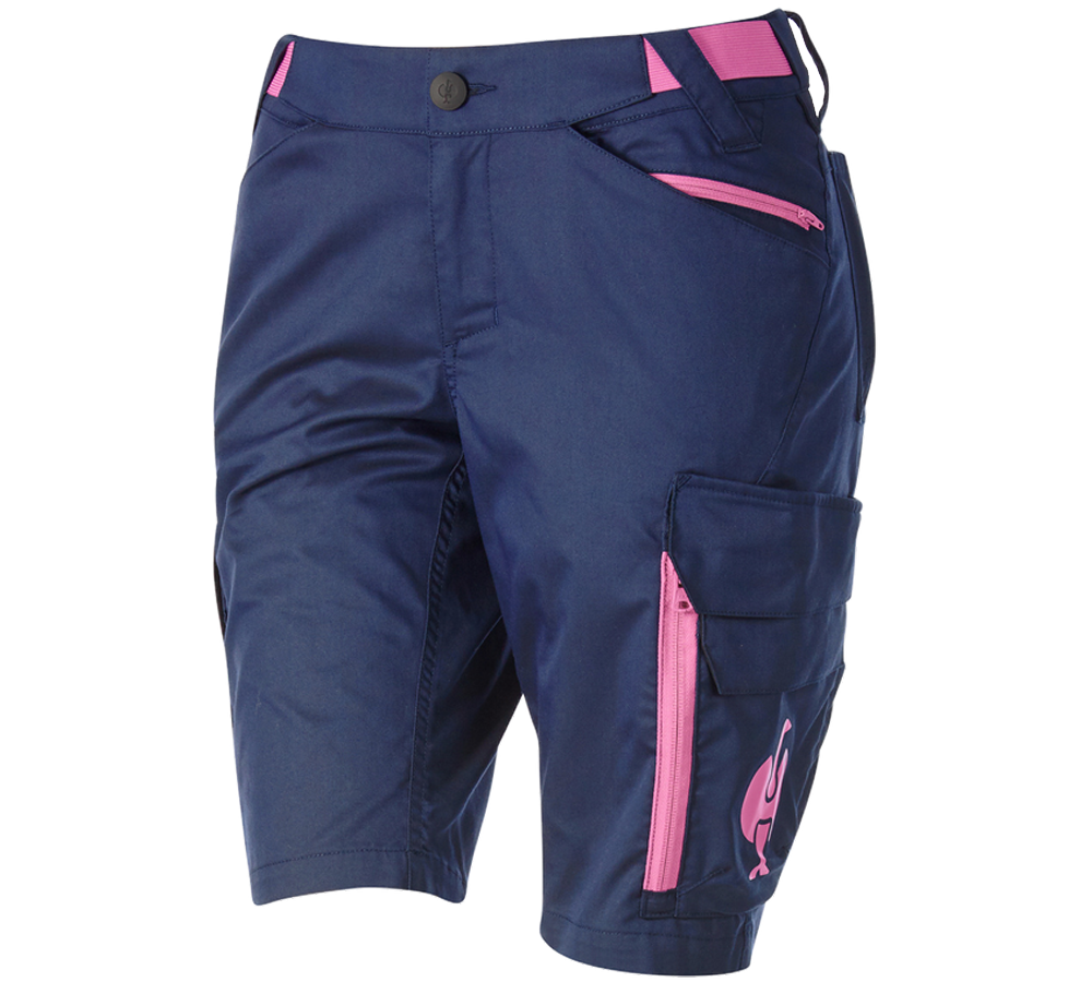 Pantalons de travail: Short e.s.trail, femmes + bleu profond/rose tara