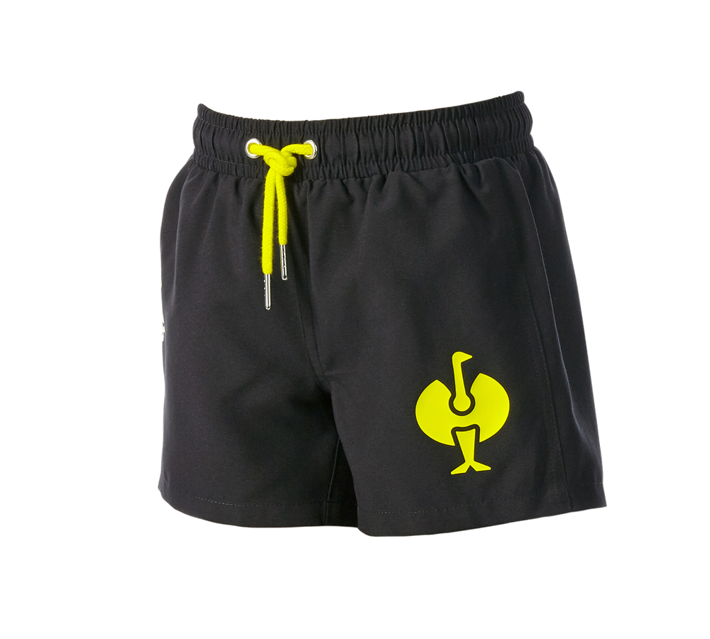 Shorts: Short de bain e.s.trail, enfants + noir/jaune acide