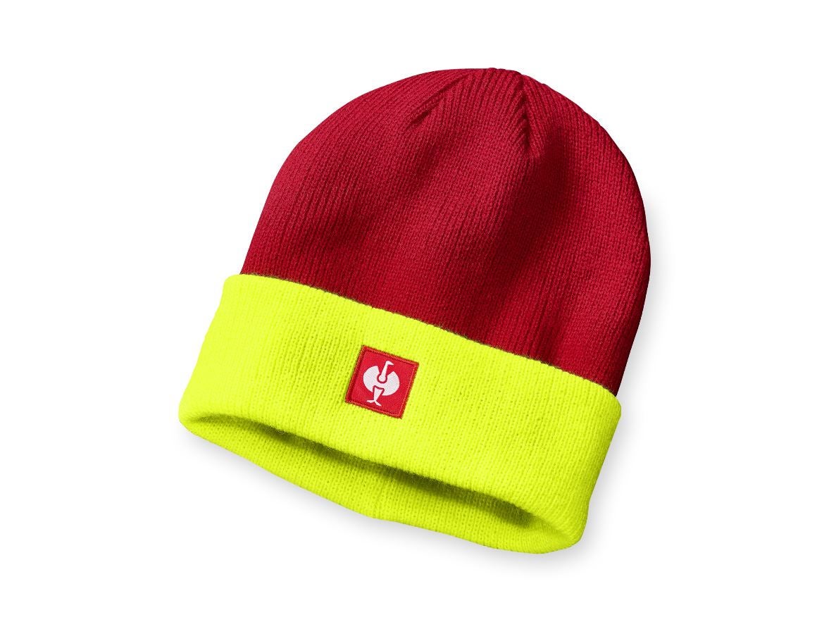 Vêtements: Bonnet tricoté e.s.motion 24/7 + rouge/jaune fluo