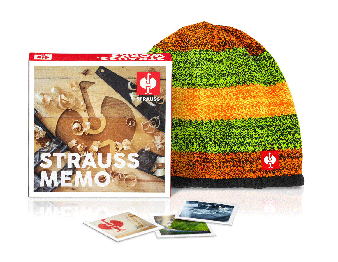 Bekleidung: STRAUSS Memory Kinder Geschenk-Set II + schwarz/warngelb/warnorange