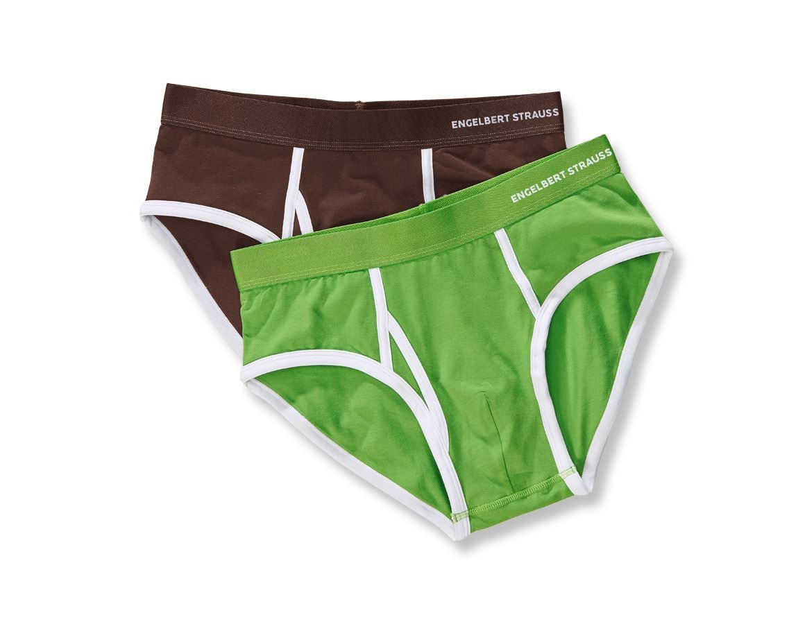 Underwear | Functional Underwear: e.s. Cotton stretch briefs colour, pack of 2 + chestnut+seagreen