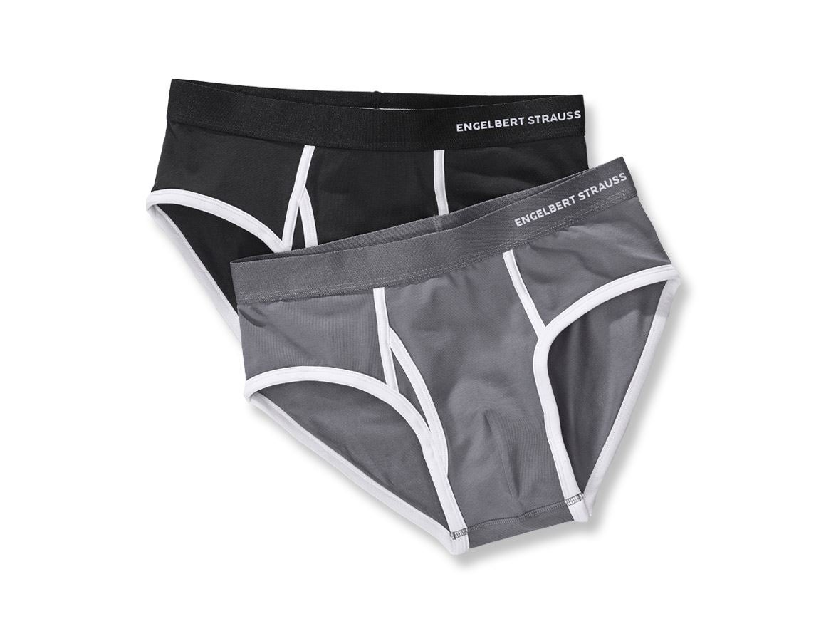 Underwear | Functional Underwear: e.s. Cotton stretch briefs colour, pack of 2 + black+cement