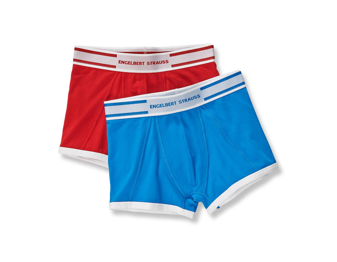 Sous-vêtements | Vêtements thermiques: e.s. Boxer en coton élastique, lot de 2 + bleu gentiane+rouge vif