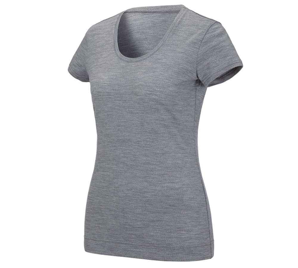 Shirts & Co.: e.s. T-Shirt Merino light, Damen + graumeliert