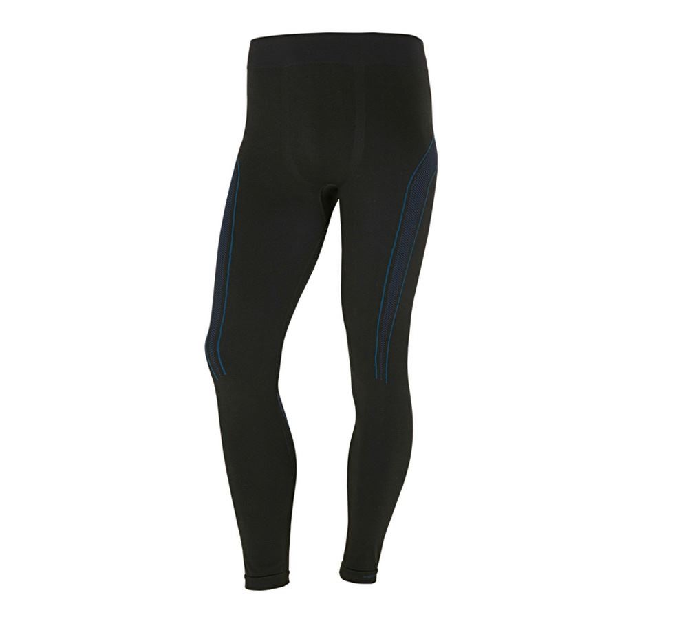 Sous-vêtements | Vêtements thermiques: e.s. Fonction-Long Pants seamless-warm + noir/bleu gentiane