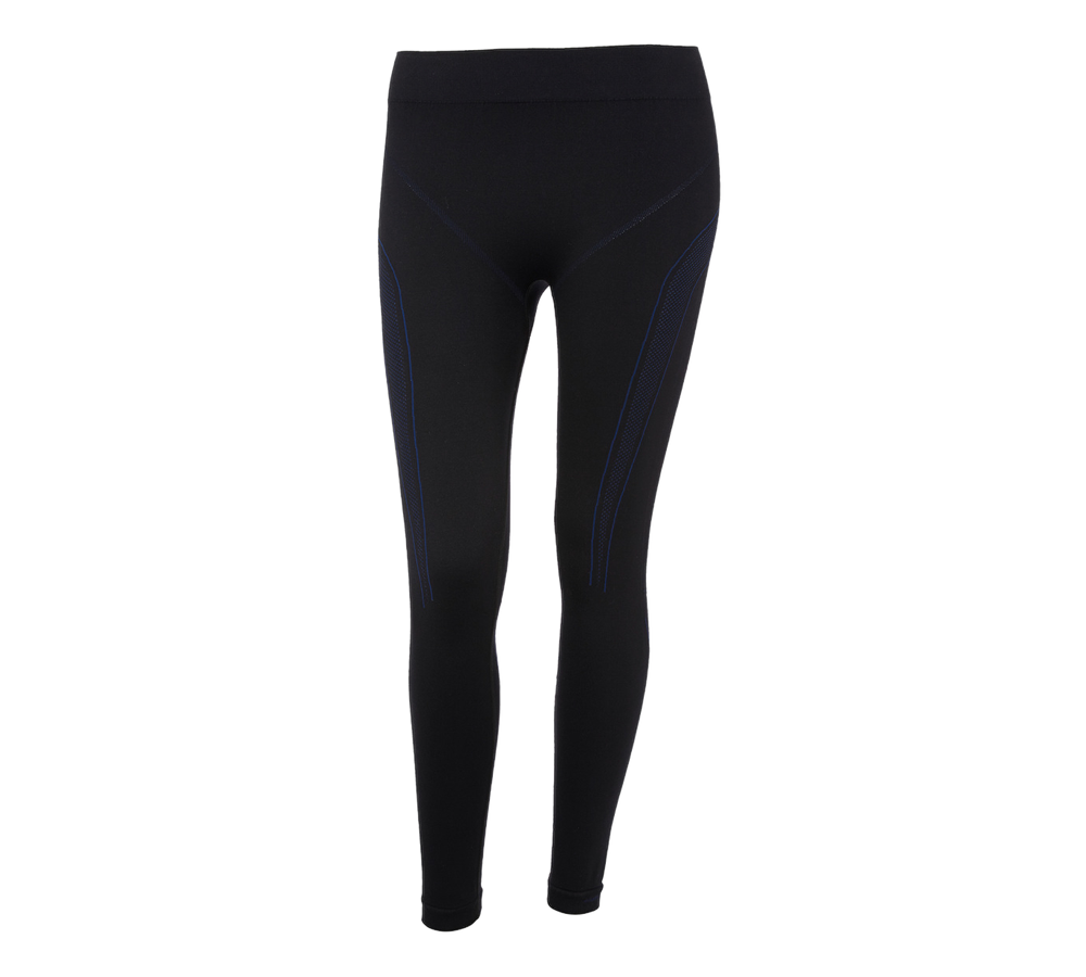 Funktionsunterwäsche: e.s. Funktions-Long Pants seamless - warm, Damen + schwarz/enzianblau