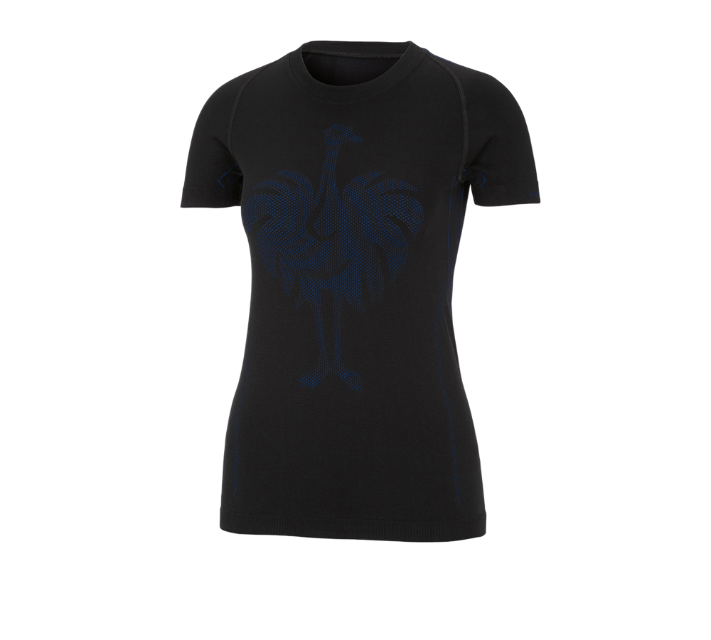 Thermal Underwear: e.s. functional-t-shirt seamless-warm, ladies' + black/gentian blue