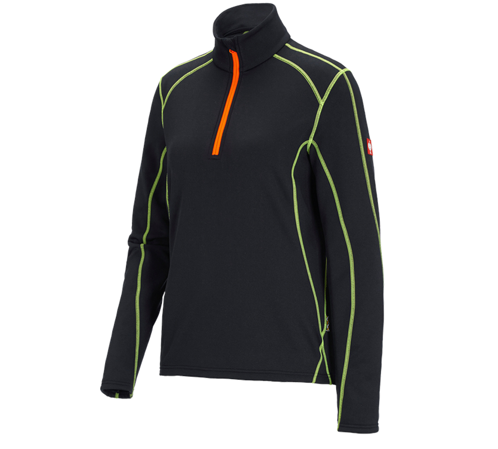 Shirts, Pullover & more: Funct.-Troyer thermo stretch e.s.motion 2020, la. + black/high-vis yellow/high-vis orange