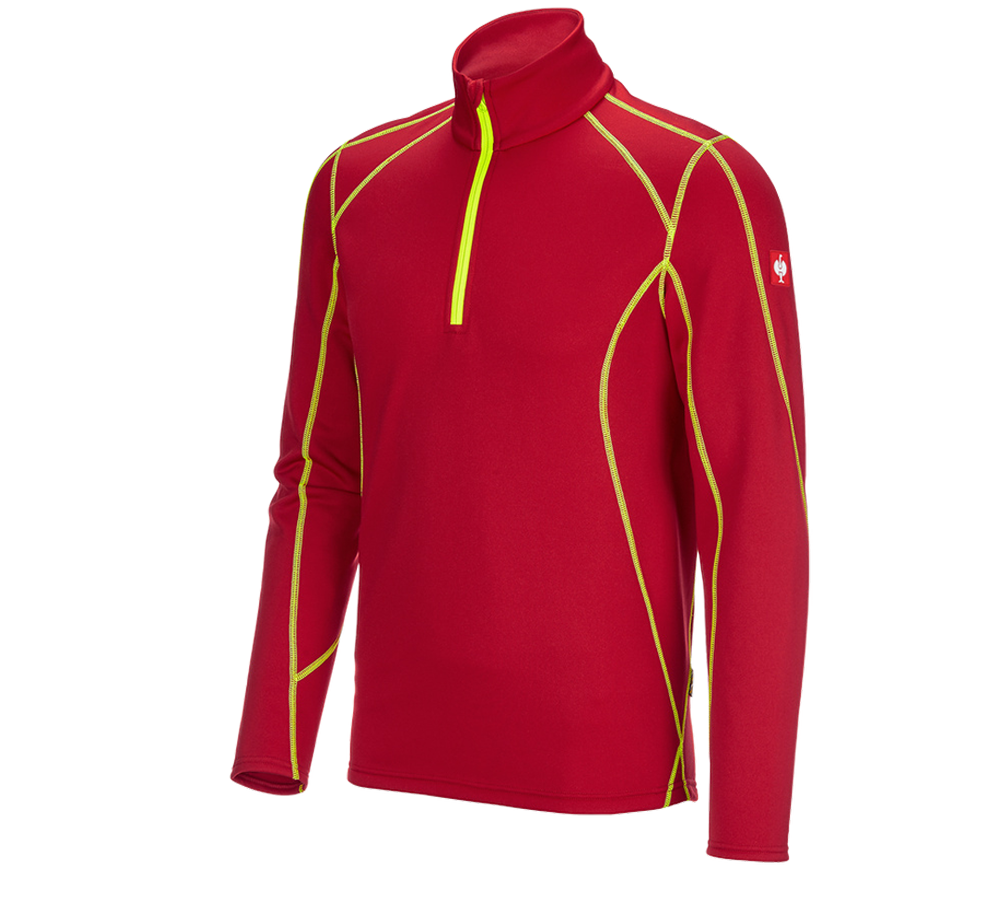 Shirts, Pullover & more: Functional-Troyer thermo stretch e.s.motion 2020 + fiery red/high-vis yellow