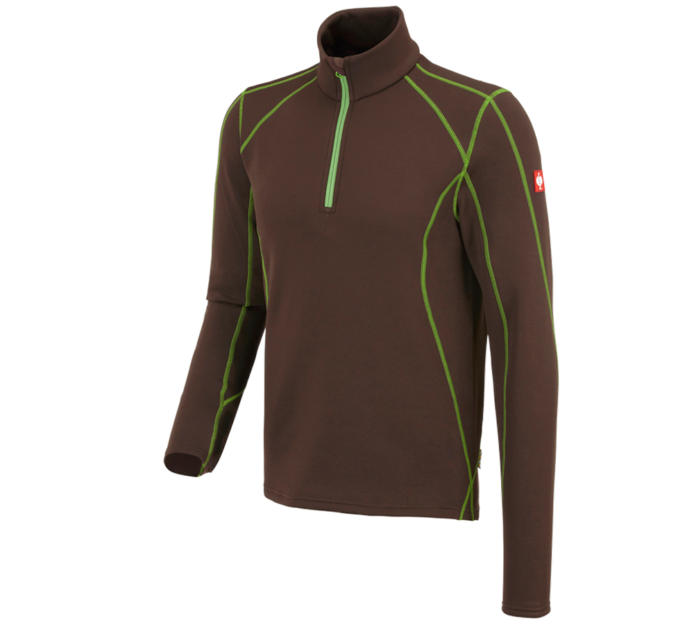 Shirts & Co.: Funkt.-Troyer thermo stretch e.s.motion 2020 + kastanie/seegrün