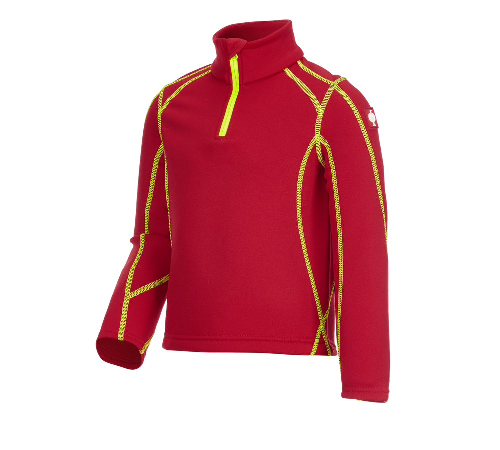 Shirts, Pullover & more: Funct.Troyer thermo stretch e.s.motion 2020 child. + fiery red/high-vis yellow