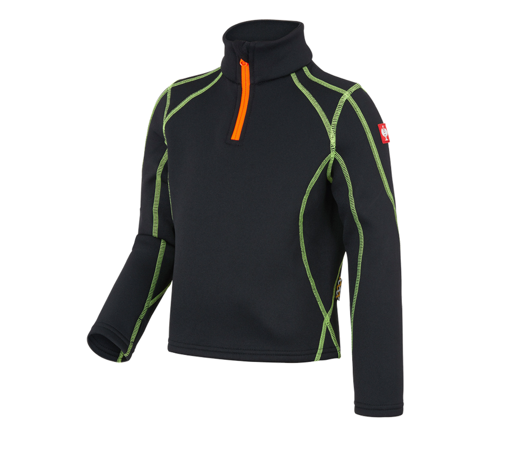 Shirts, Pullover & more: Funct.Troyer thermo stretch e.s.motion 2020 child. + black/high-vis yellow/high-vis orange
