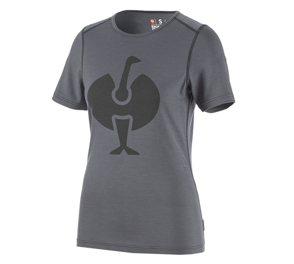Thermal Underwear: e.s. T-shirt Merino, ladies' + cement/graphite
