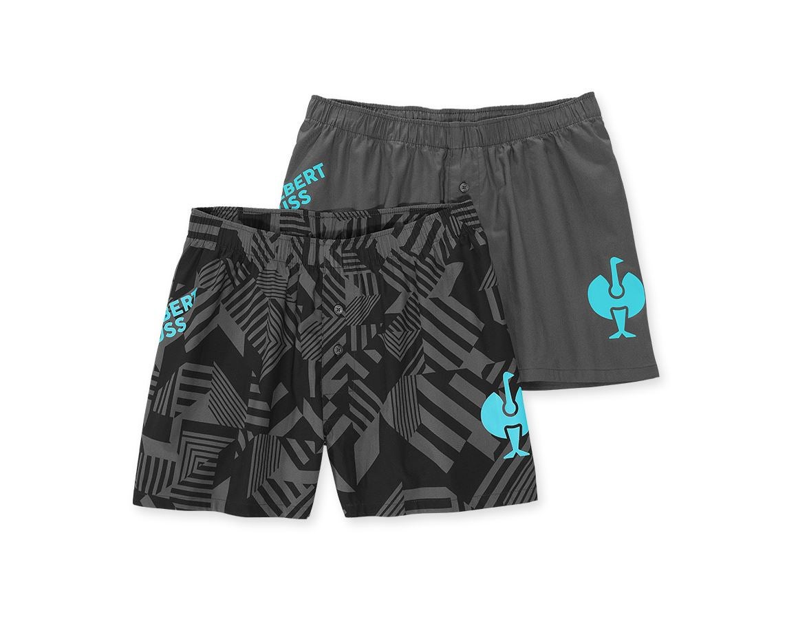 Clothing: Boxer shorts cotton stretch e.s.trail, pack of 2 + anthracite/lapisturquoise+black/anthracite/lapisturquoise