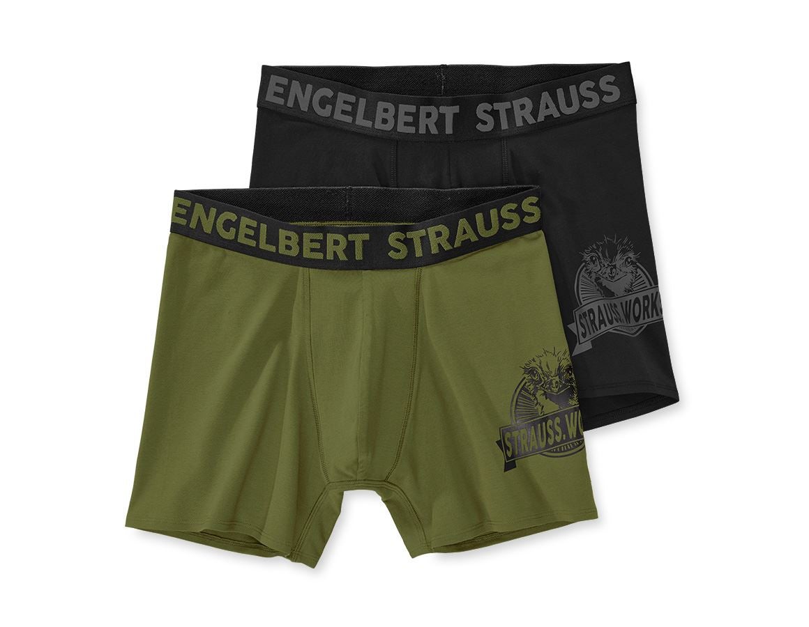 Unterwäsche | Thermokleidung: Longleg Pants e.s.iconic, 2er Pack + berggrün+schwarz