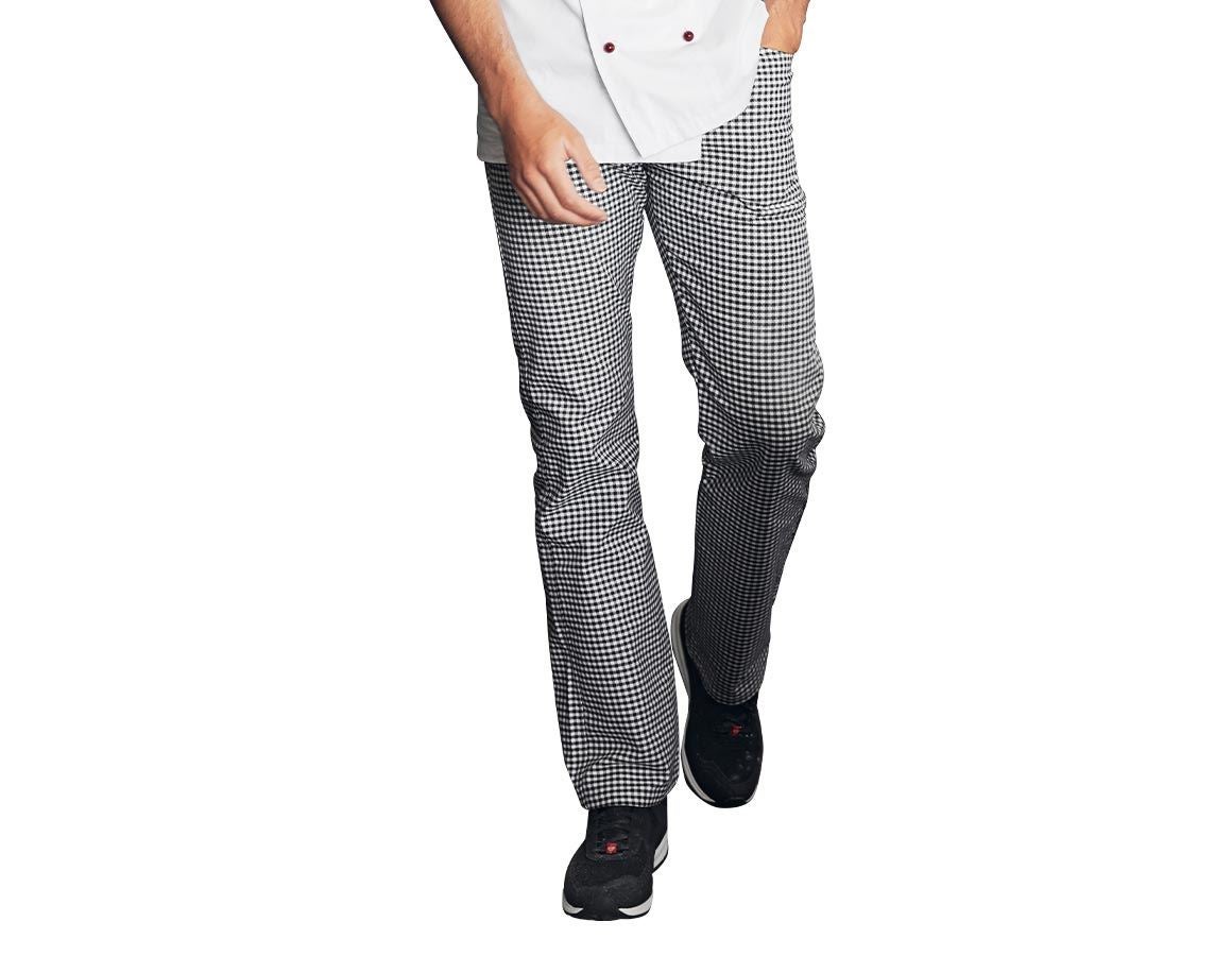 Work Trousers: Stretch Unisex Chefs Trousers + black/white