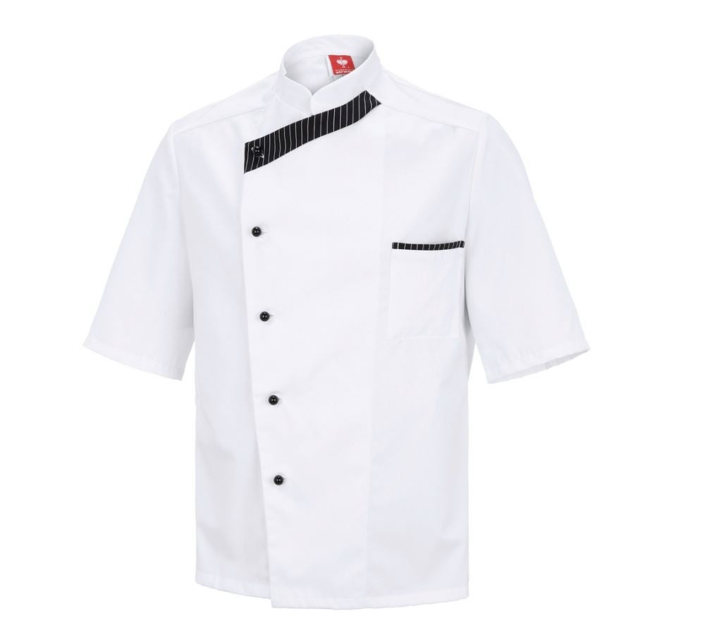 Hauts: Veste de cuisinier Elegance, mi-bras + blanc/noir