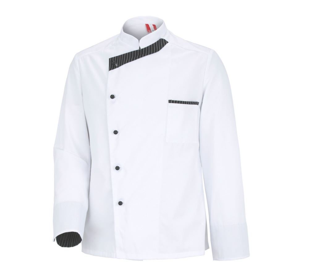 Shirts & Co.: Kochjacke Elegance, langarm + weiß/schwarz