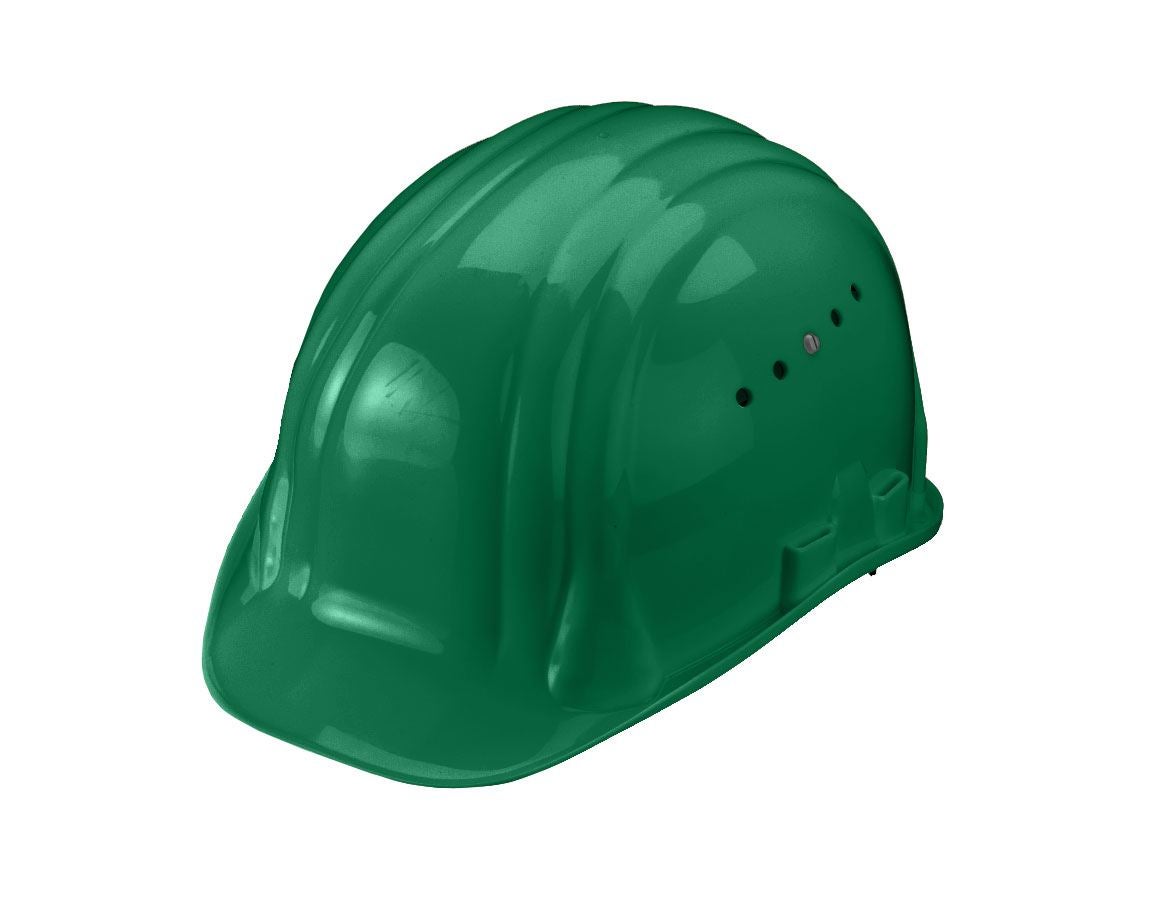 Hard Hats: Safety helmet Baumeister, 6-point, rotary fastener + green