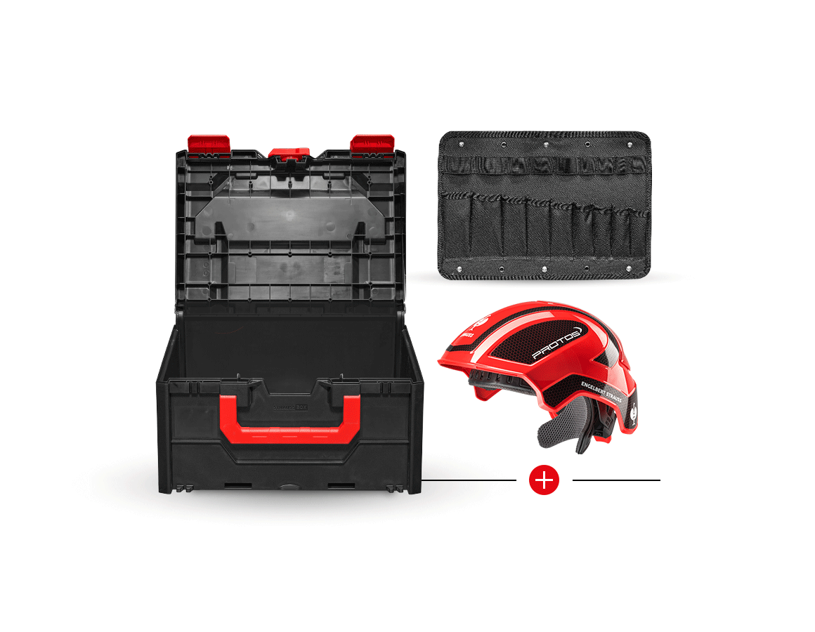 Personal Protection: e.s. Work helmet Protos® + STRAUSSbox 215 midi + red/black
