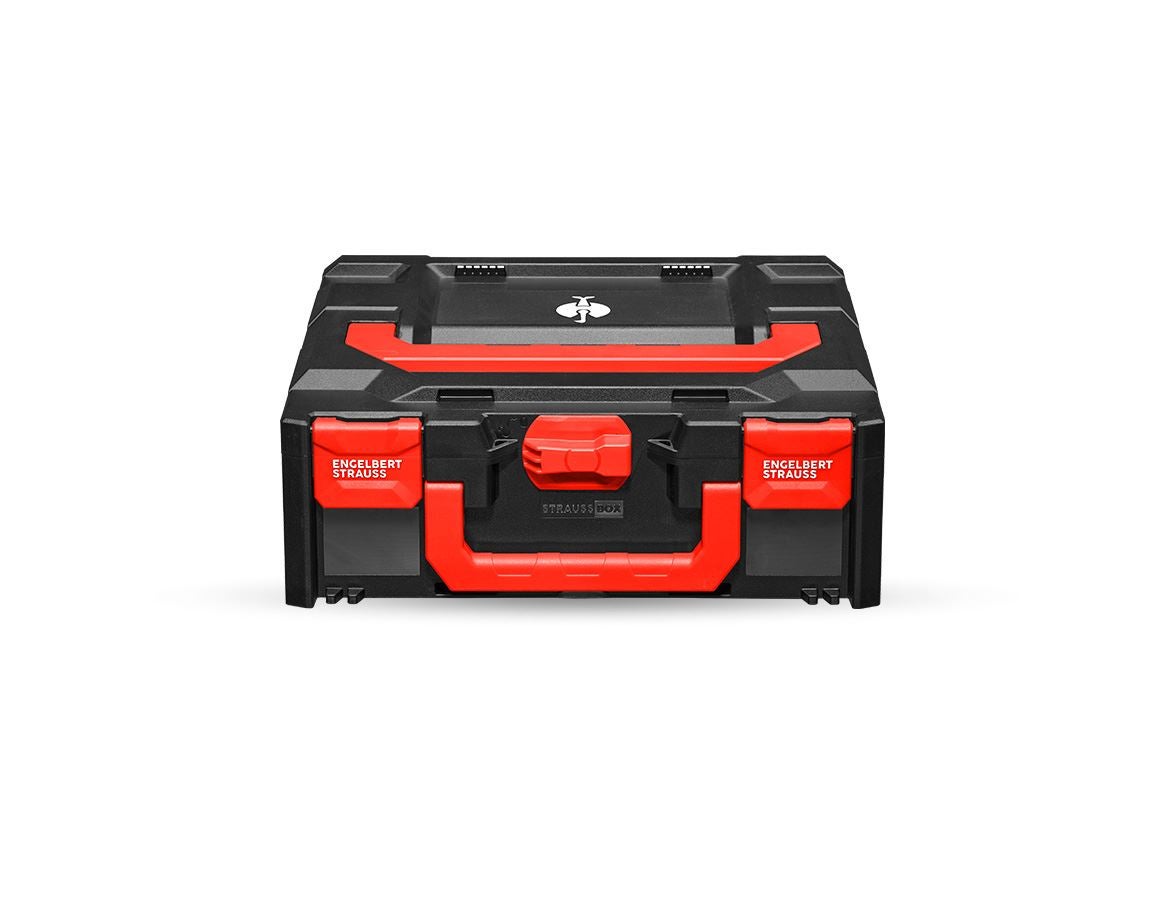Werkzeugkoffer: STRAUSSbox 145 midi + schwarz/rot