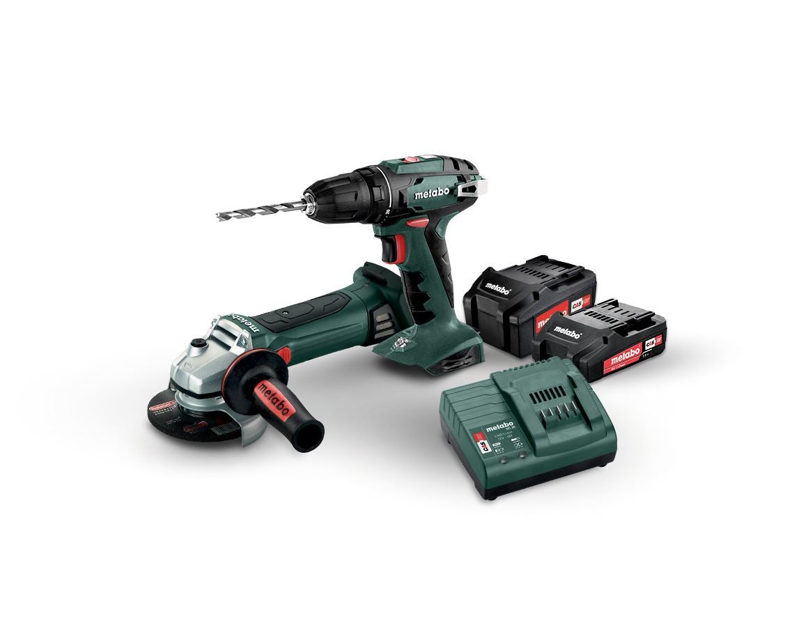 Electrical tools: Metabo 18V batt. angle grinder W125+Cordl.drill
