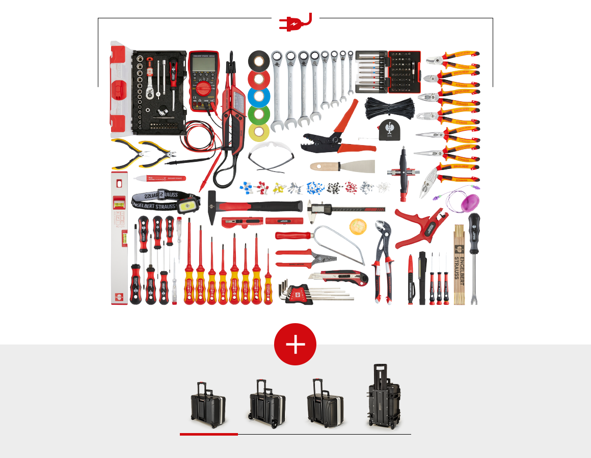 Werkzeugkoffer: Werkzeug-Set Elektro Meister pro + Werkzeugtrolley