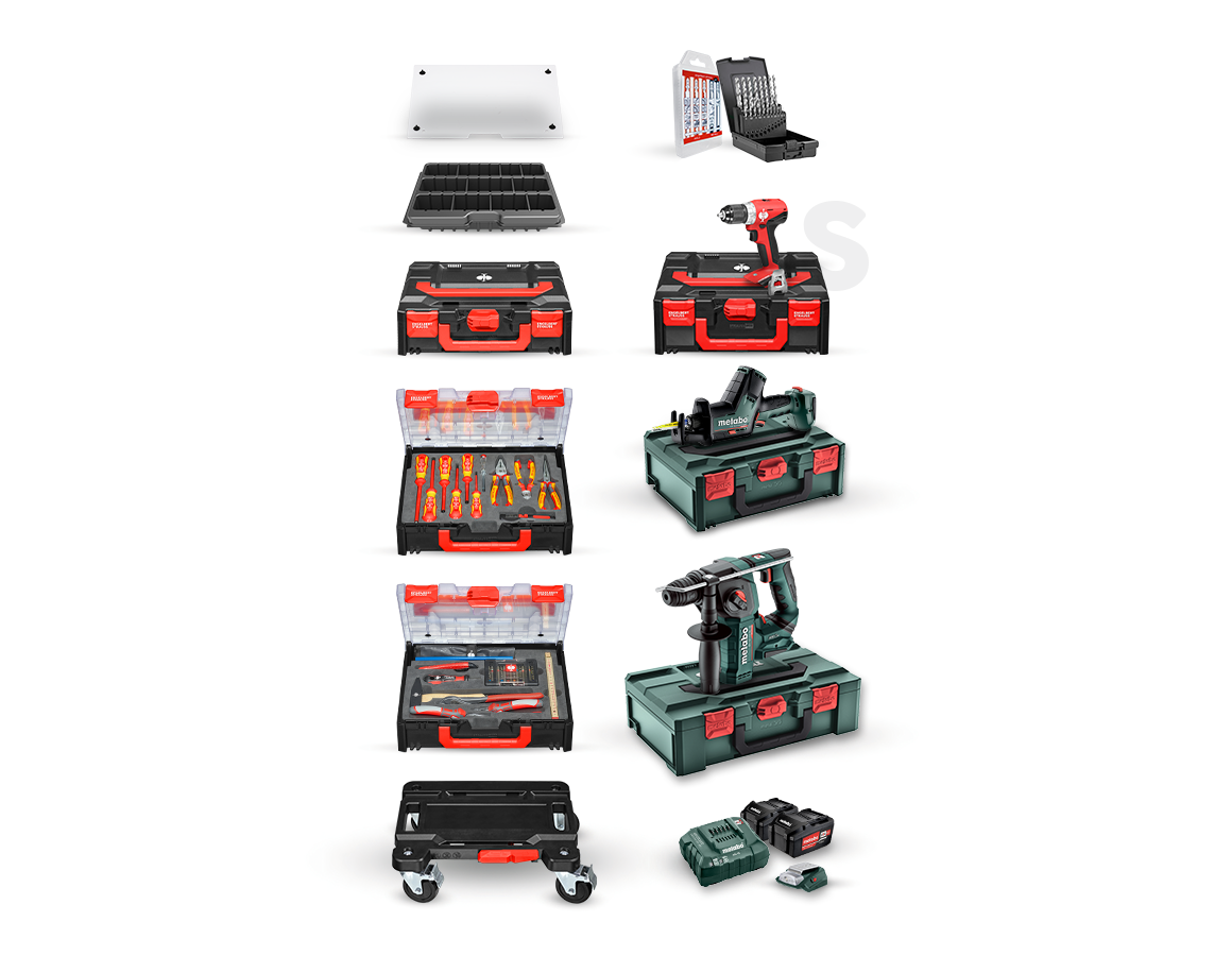Système STRAUSSbox: Pack combiné Metabo 18,0 V IX 2x 4,0 Ah + chargeur