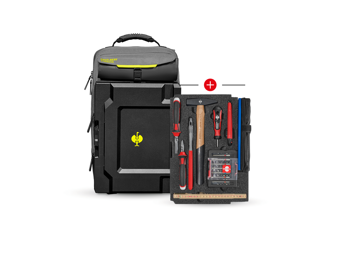 STRAUSSbox System: Insert Allround Classic + STRAUSSbox backpack + basaltgrey/acid yellow