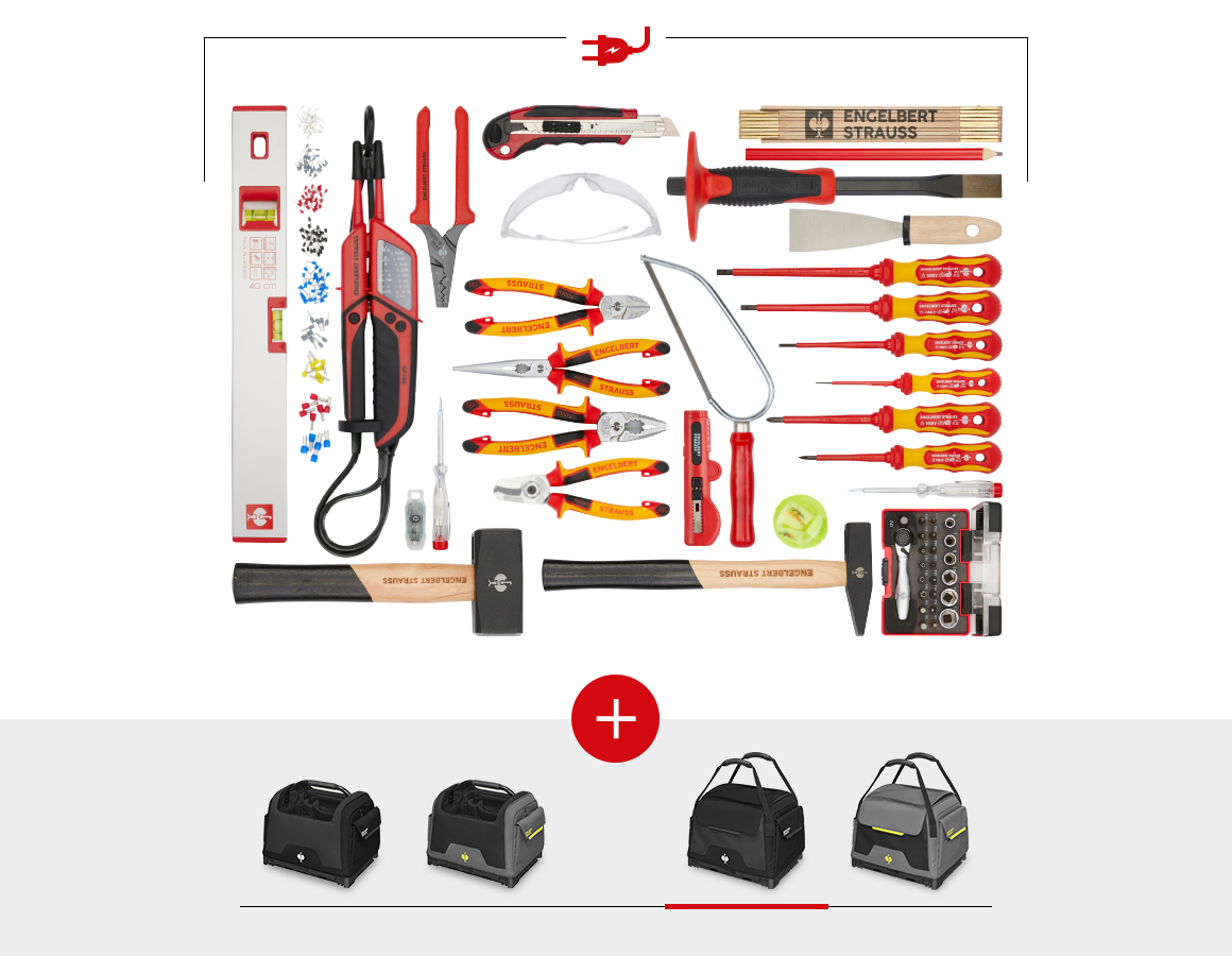 STRAUSSbox System: Werkzeug-Set Elektro inkl. STRAUSSbox Tasche + schwarz