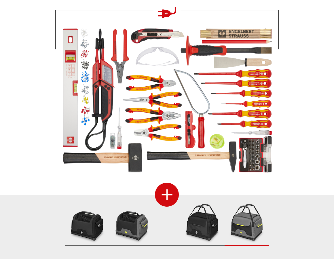 STRAUSSbox System: Werkzeug-Set Elektro inkl. STRAUSSbox Tasche + basaltgrau/acidgelb