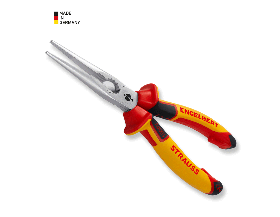 Tongs: e.s. flat round pliers, straight VDE