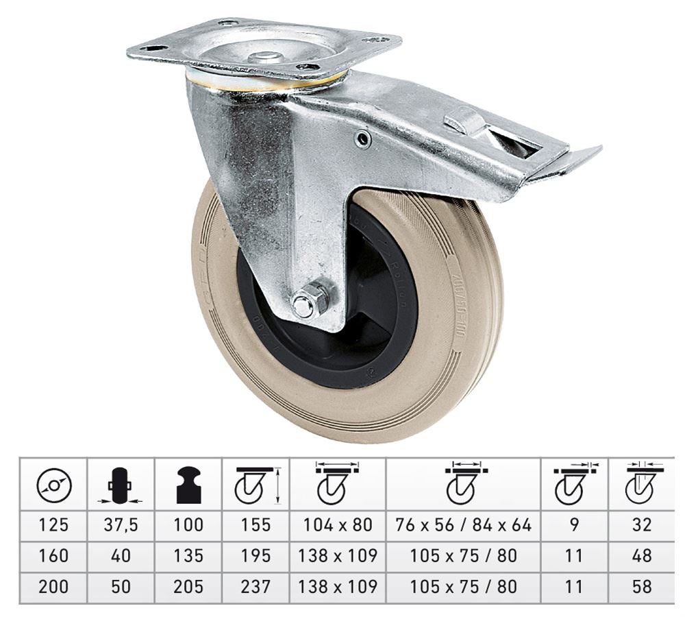 Transport rolls: Guide Roll with Wheel-/Total Fixing Brake