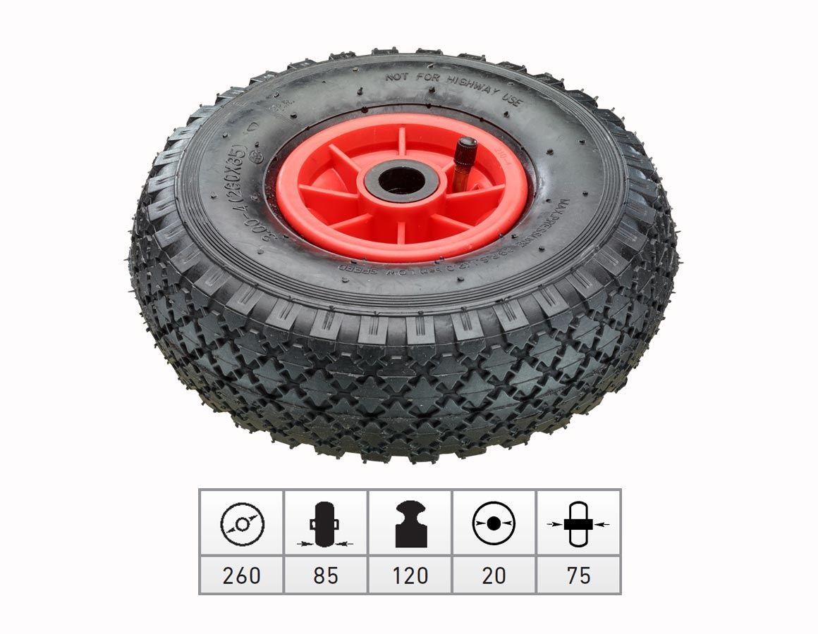 Transport rolls: Spare pneumatic wheel with plastic wheel rim