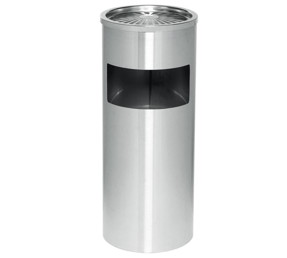 Waste bags | Waste disposal: Rubbish Bin with integrated Ashtray, 61x25 cm + silver