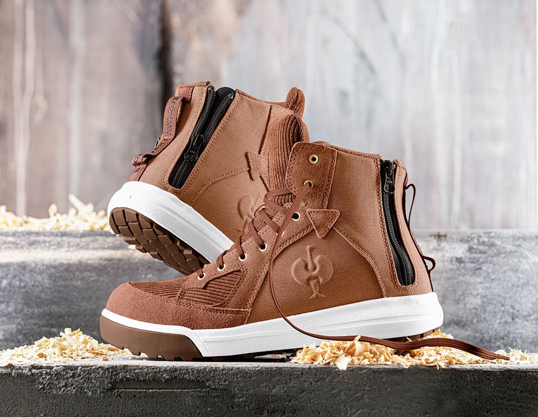 S1: S1 Safety boots e.s. Janus II mid + cedarbrown/purewhite
