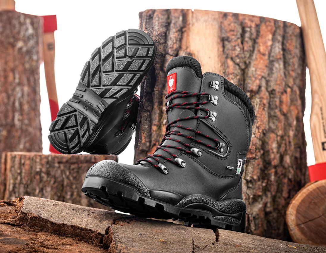 Forestry / Cut Protection Clothing: S2 Forestry safety boots Harz + black