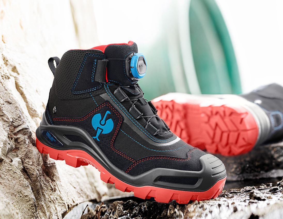 S3: S3 Safety boots e.s. Kastra II mid + black/fiery red/gentianblue