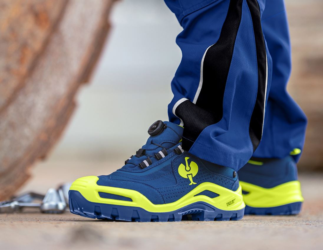 Footwear: S3 Safety shoes e.s. Kastra II low + royal/high-vis yellow