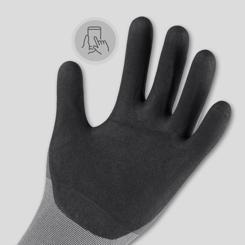 Coated: e.s. Nitrile foam gloves evertouch micro + black/grey 2