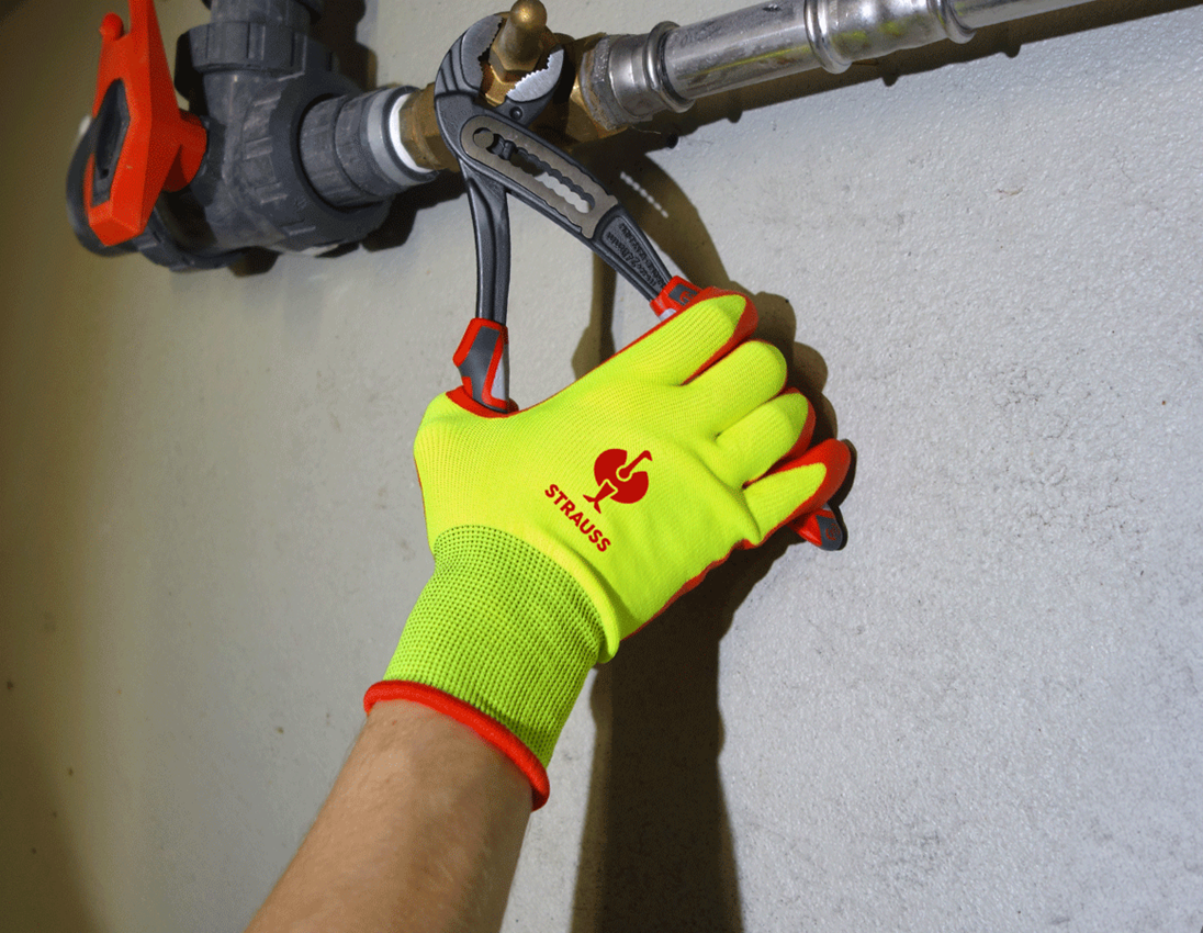 Beschichtet: Nitrilschaum-Handschuhe Flexible Foam + warngelb/rot 2