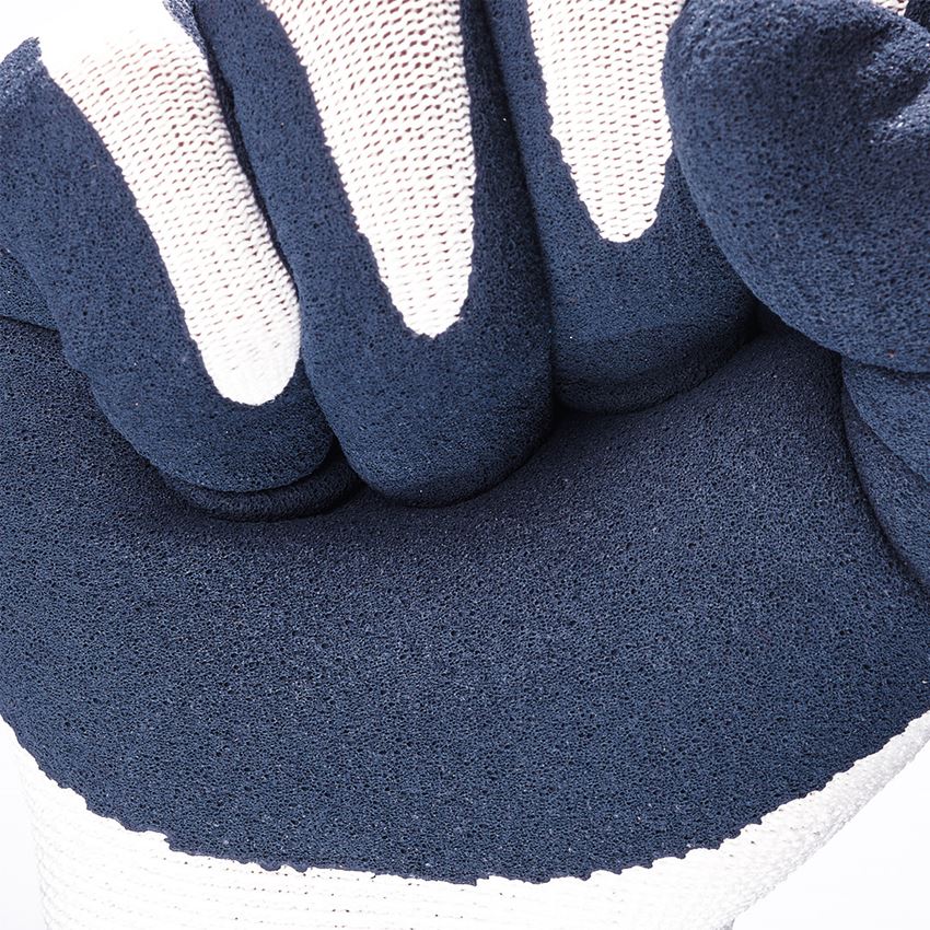 Coated: e.s. Latex foam gloves recycled, 3 pairs + blue/white 2