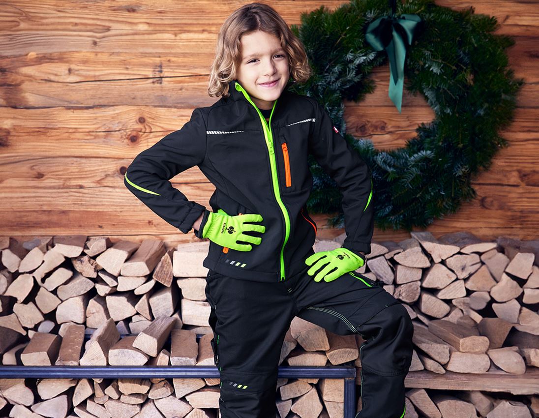 Vêtements: 3pour2 e.s. Gants d'hiver pour enfants Fleece Com. + jaune fluo/noir