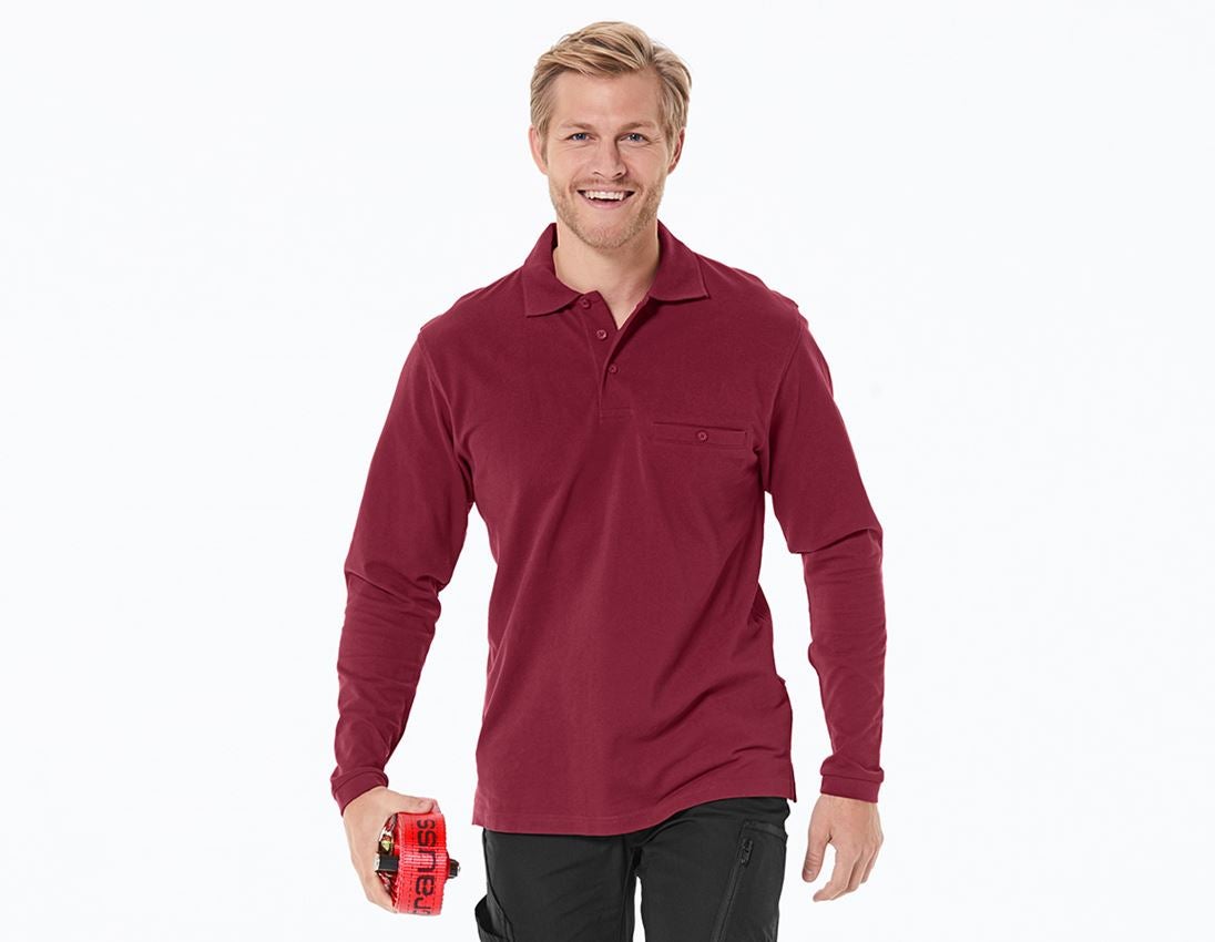 Shirts, Pullover & more: e.s. Long sleeve polo cotton Pocket + bordeaux