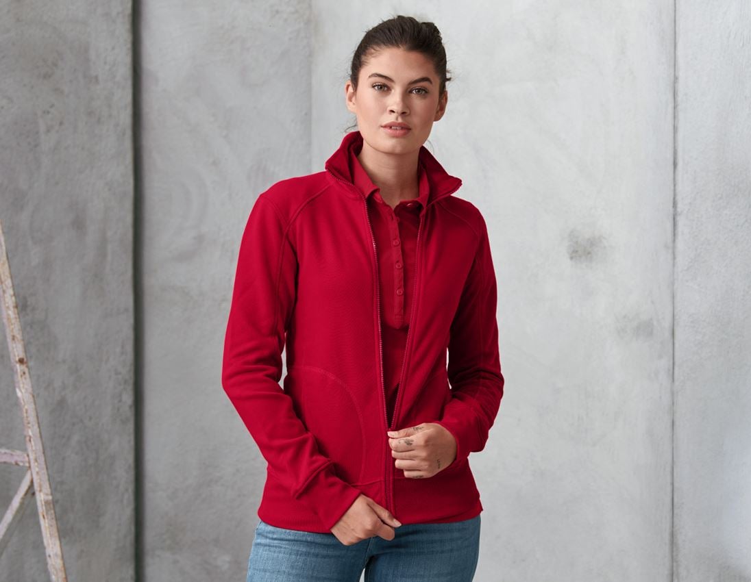 Shirts, Pullover & more: e.s. Sweat jacket poly cotton, ladies' + fiery red