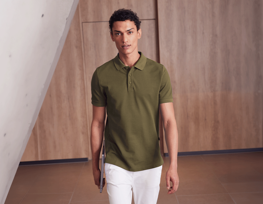 Shirts, Pullover & more: e.s. Pique-Polo cotton stretch + mudgreen