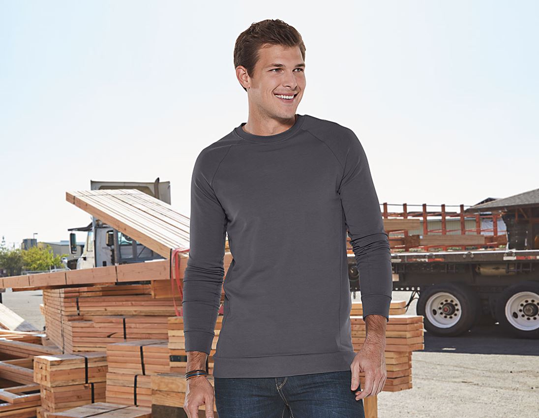 Shirts & Co.: e.s. Sweatshirt cotton stretch, long fit + anthrazit