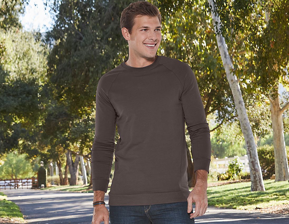 Installateurs / Plombier: e.s. Sweatshirt cotton stretch, long fit + marron